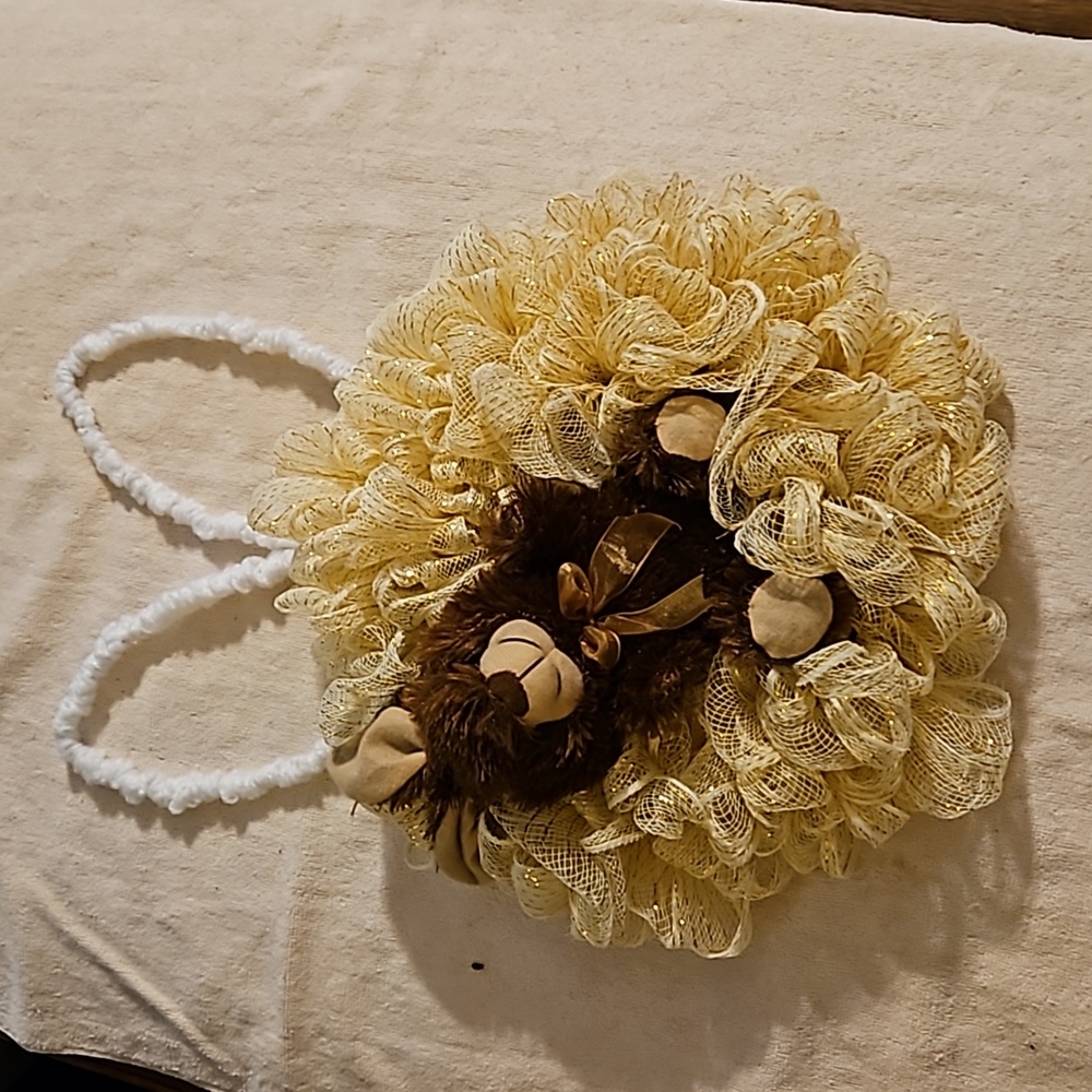 From mom's closet bunny wreath on a 9 inch bunny wreath that she made
